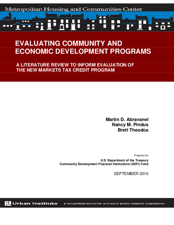 (PDF) Evaluating Community and Economic Development Programs