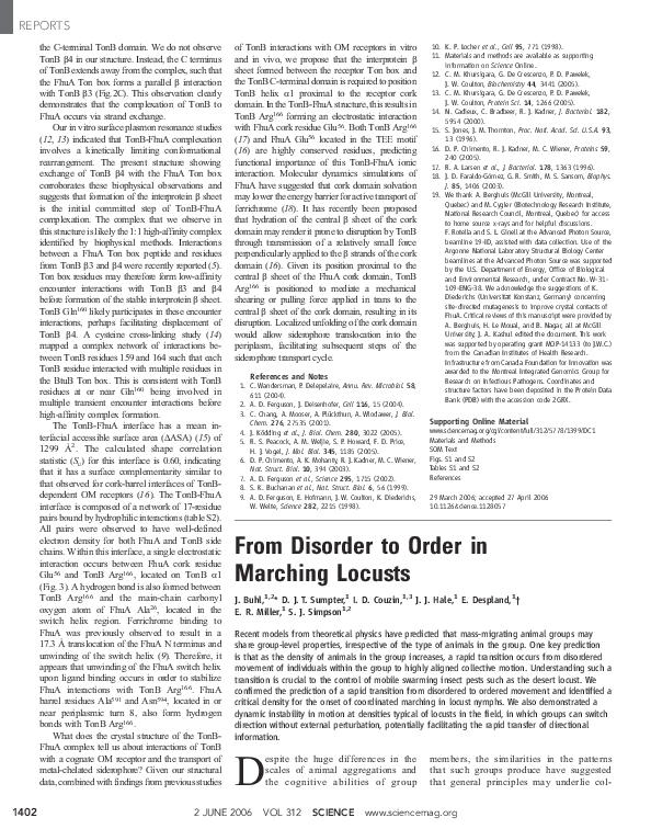 (PDF) From Disorder to Order in Marching Locusts