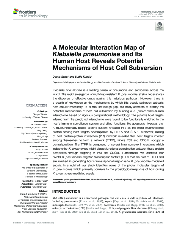 (PDF) A Molecular Interaction Map of Klebsiella pneumoniae and Its ...