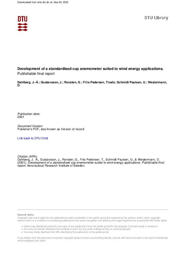 (PDF) Development of a Standardised Cup Anemometer suited to Wind ...