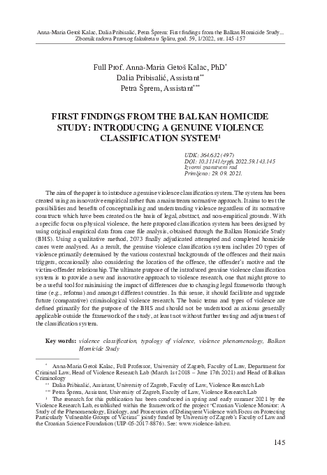 ミミ PDF) First findings from the Balkan Homicide Study