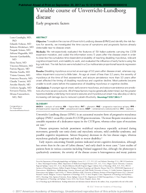 (PDF) Variable course of Unverricht-Lundborg disease
