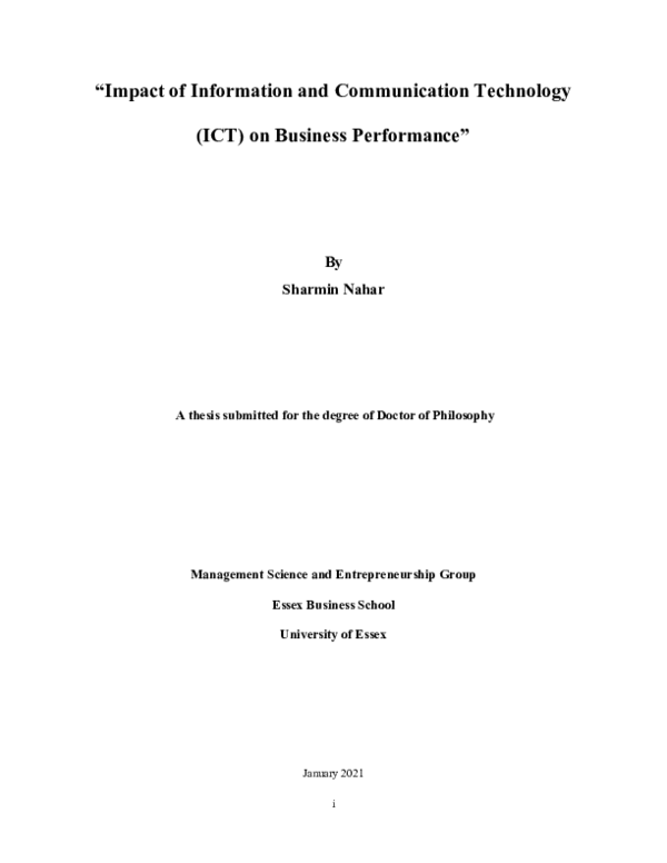 (PDF) Impact of Information and Communication Technology (ICT) on ...