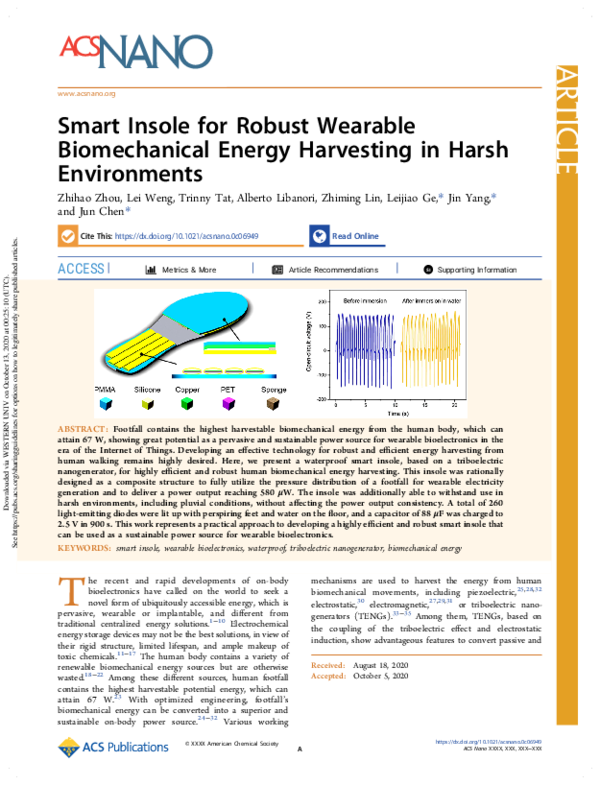 (PDF) Smart Insole for Robust Wearable Biomechanical Energy Harvesting ...
