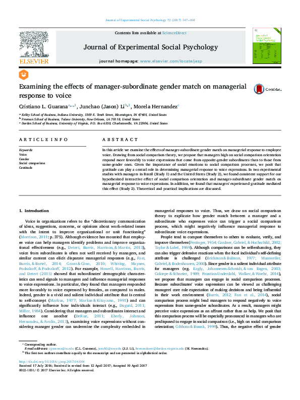 (PDF) Examining the effects of manager-subordinate gender match on ...
