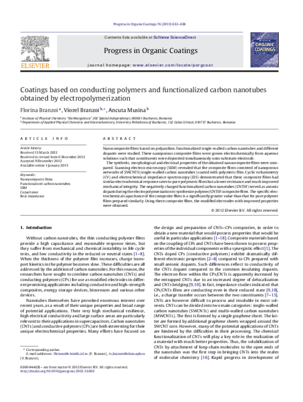 (PDF) Coatings based on conducting polymers and functionalized carbon ...