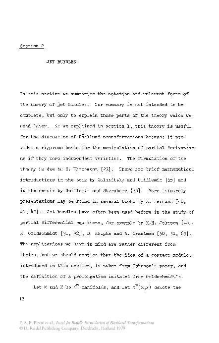 (PDF) Local Jet Bundle Formulation of Bäcklund Transformations