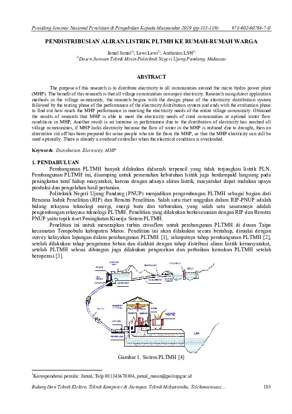 (PDF) Pendistribusian Aliran Listrik PLTMH Ke Rumah-Rumah Warga