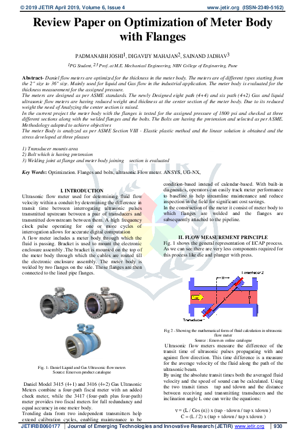 (PDF) Review Paper on Optimization of Meter Body with Flanges