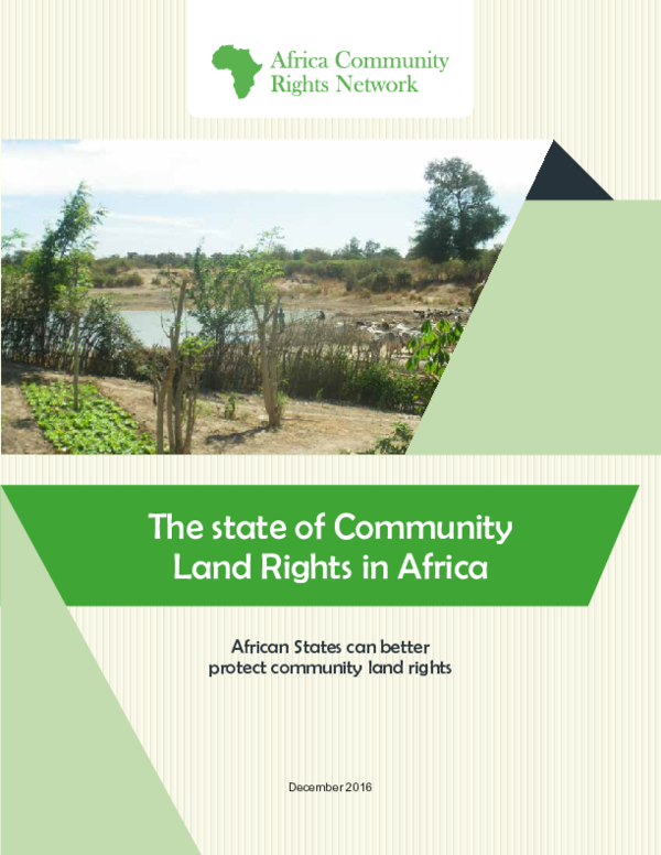 (PDF) The state of Community Land Rights in Africa
