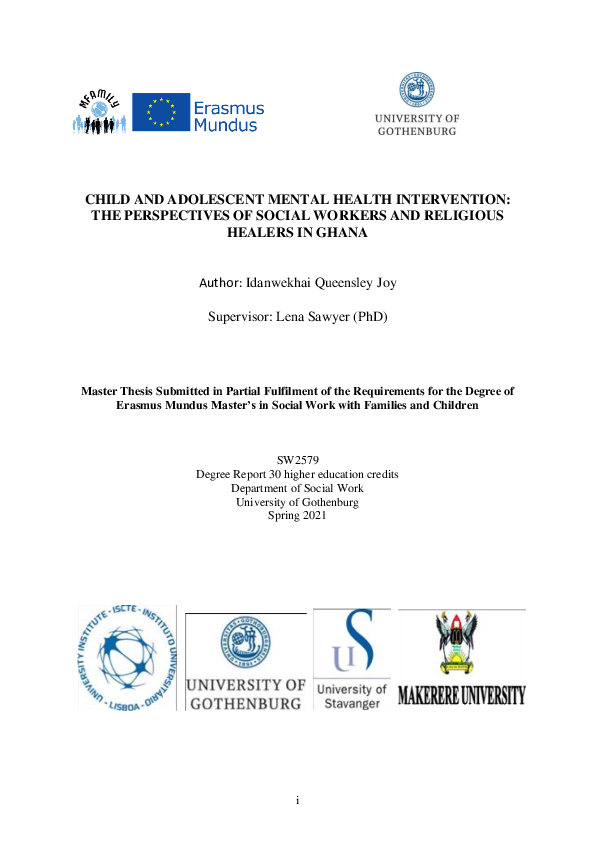 (PDF) Child and adolescent mental health intervention: The perspectives ...