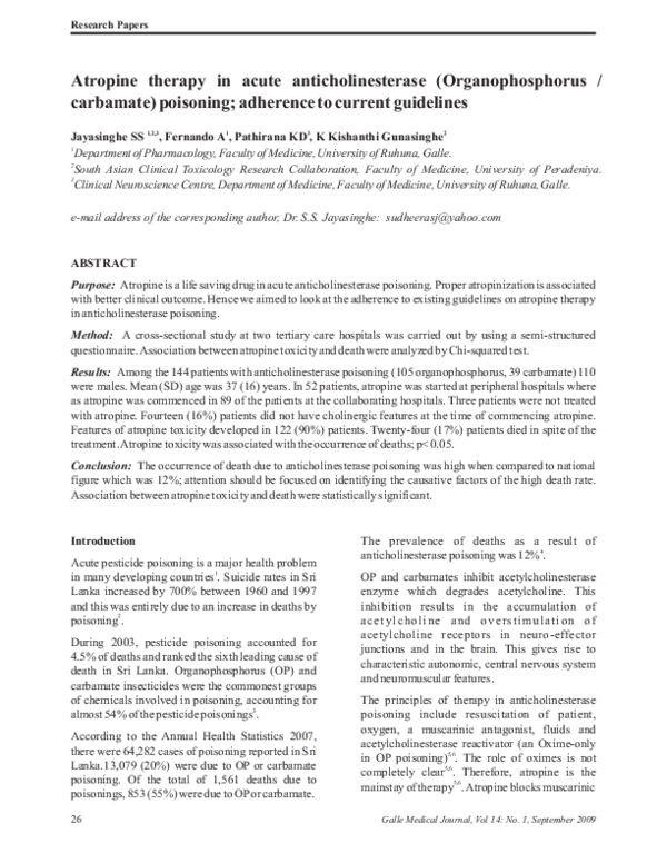 (PDF) Atropine therapy in acute anticholinesterase (Organophosphorus ...