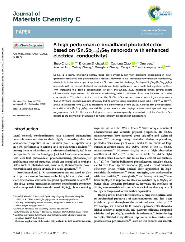 (PDF) A high performance broadband photodetector based on (Sn x Sb 1Àx ...