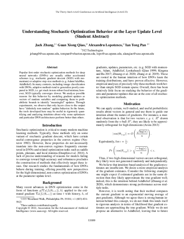(PDF) Understanding Stochastic Optimization Behavior at the Layer ...