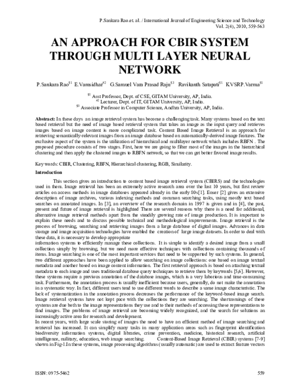 (PDF) An Approach for Cbir System Through Multi Layer Neural Network ...