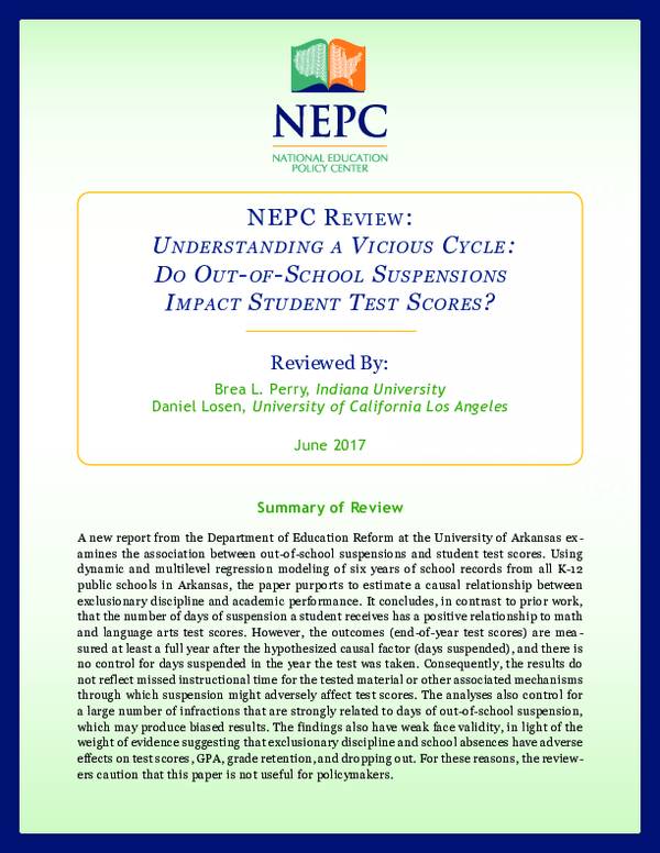 (PDF) NEPC Review Understanding a Vicious Cycle Do OutofSchool