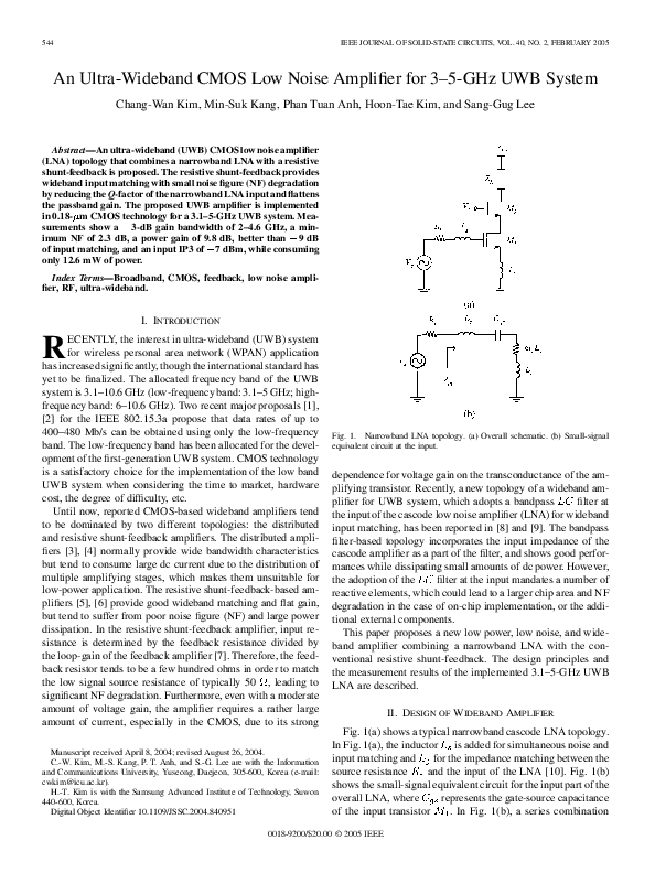 (PDF) An ultrawideband CMOS low noise amplifier for 35GHz UWB system