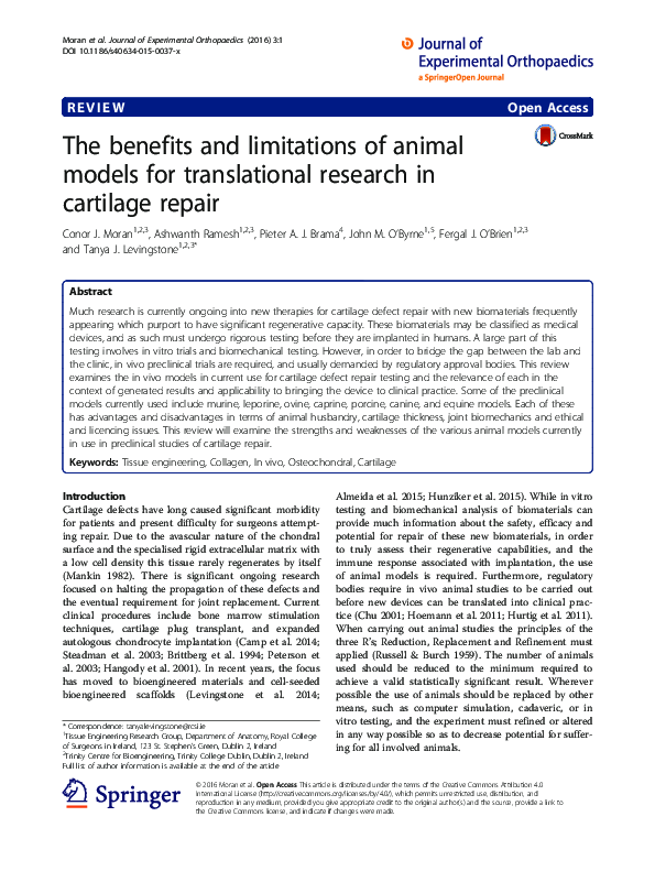 (PDF) The benefits and limitations of animal models for translational