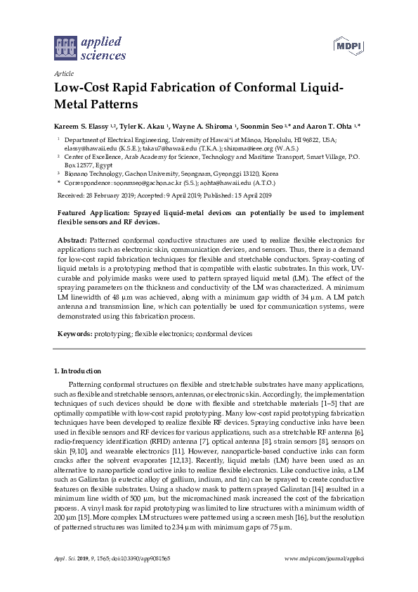 (PDF) Low-Cost Rapid Fabrication of Conformal Liquid-Metal Patterns