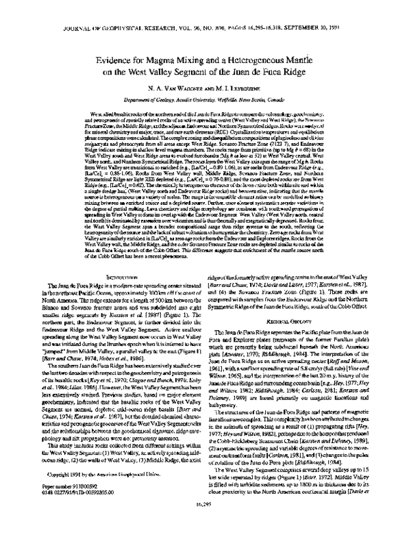 (PDF) Evidence for magma mixing and a heterogeneous mantle on the West ...