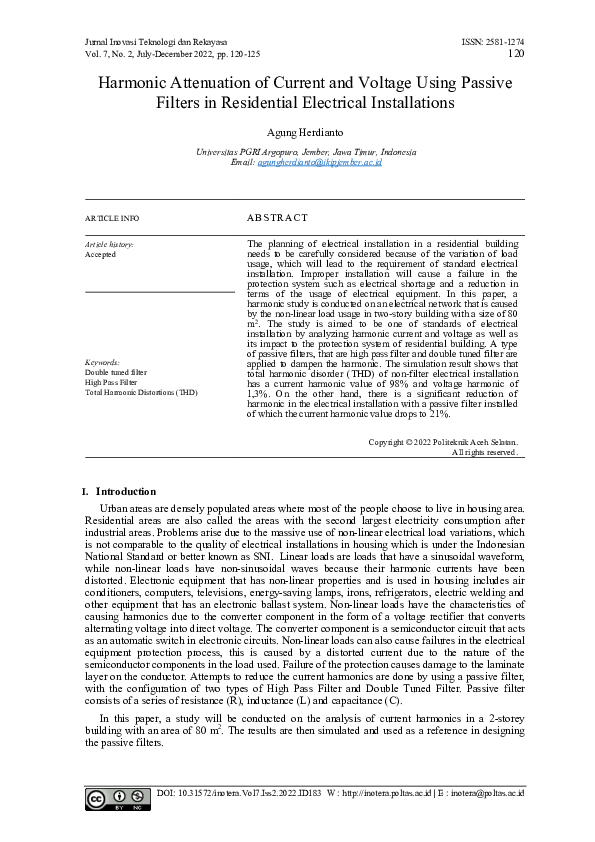 (PDF) Harmonic Attenuation of Current and Voltage Using Passive Filters ...