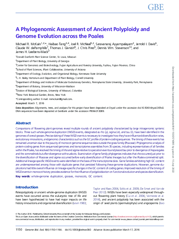 (PDF) A phylogenomic assessment of ancient polyploidy and genome ...