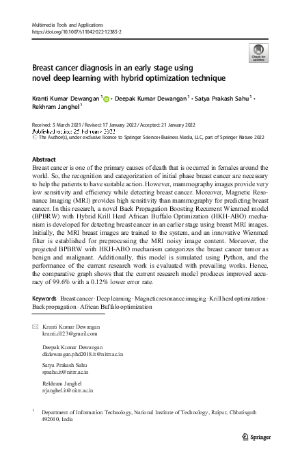 (PDF) Breast cancer diagnosis in an early stage using novel deep ...