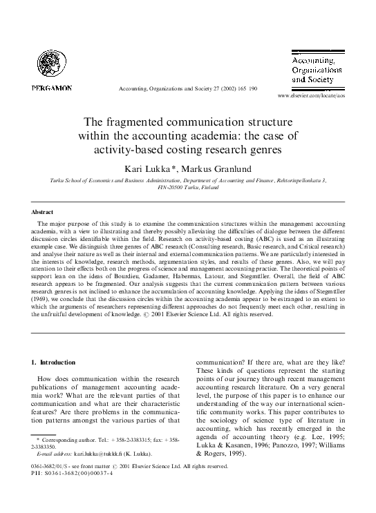 (PDF) The fragmented communication structure within the accounting ...
