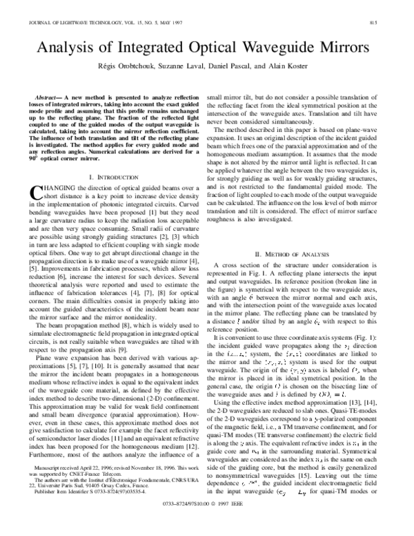(PDF) Analysis of integrated optical waveguide mirrors daniel pascal