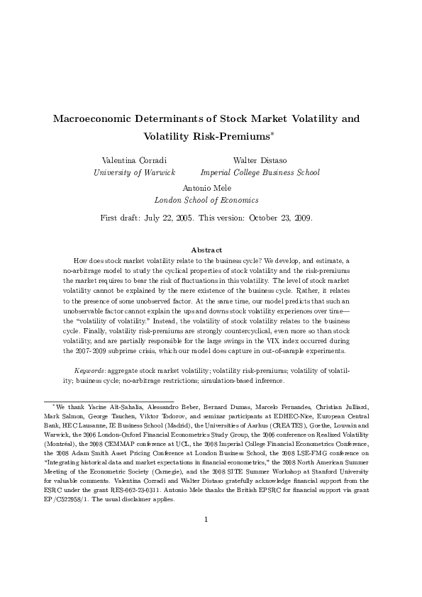 (PDF) Macroeconomic Determinants of Stock Market Volatility and ...