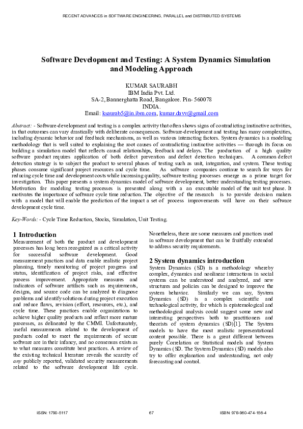 (PDF) Software development and testing: a system dynamics simulation ...