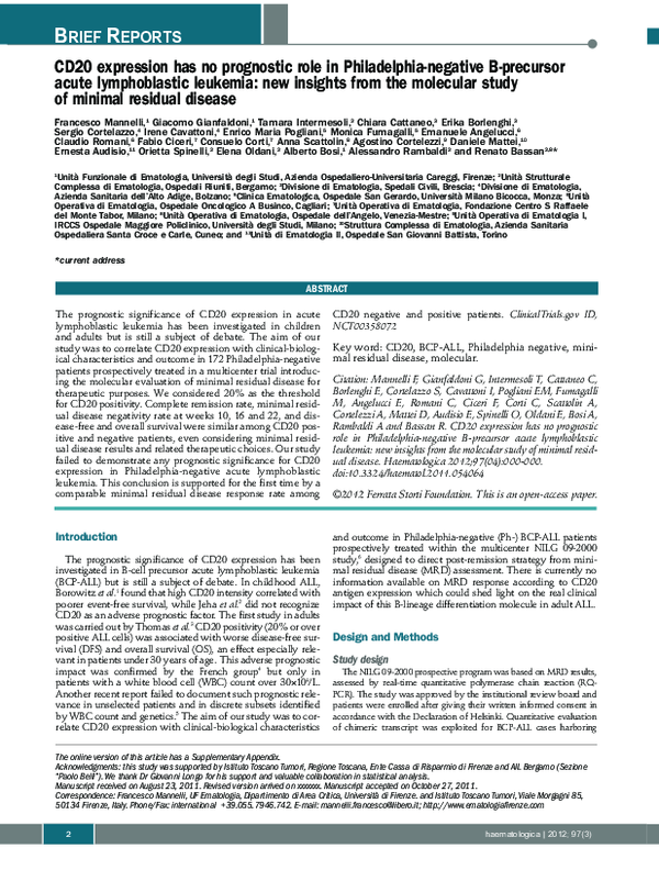 (PDF) CD20 expression has no prognostic role in Philadelphia-negative B ...