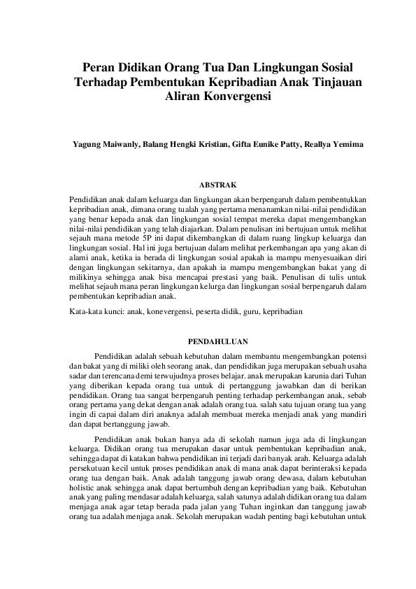 (PDF) Peran Didikan Orang Tua Dan Lingkungan Sosial Terhadap ...