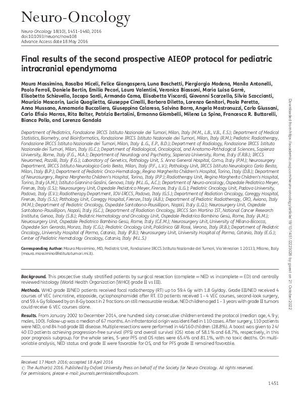 (PDF) Final results of the second prospective AIEOP protocol for ...