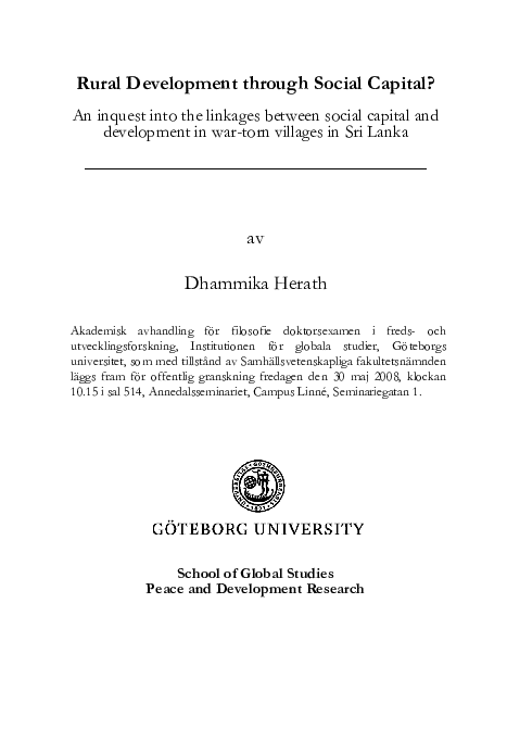 (PDF) Rural Development through Social Capital? An inquest into the ...