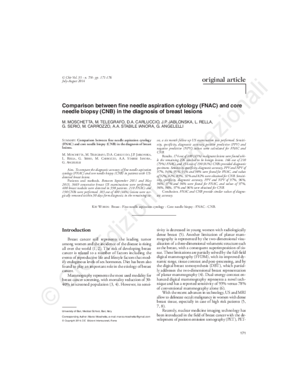 (PDF) Comparison between fine needle aspiration cytology (FNAC) and ...