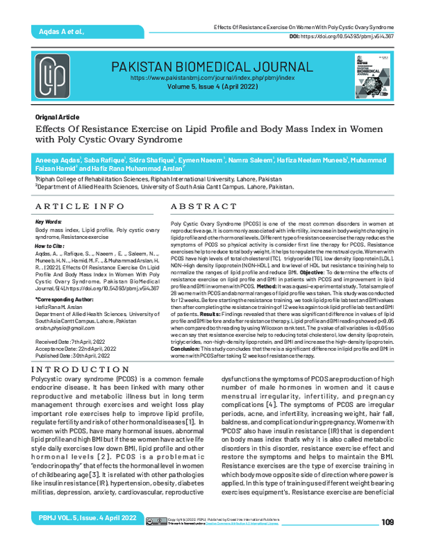 (PDF) Effects Of Resistance Exercise On Lipid Profile And Body Mass ...