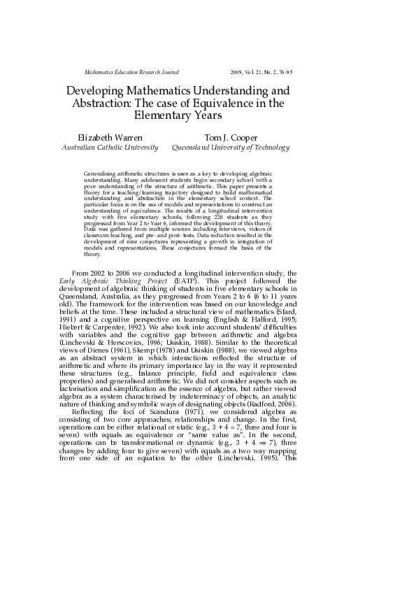 (PDF) Developing mathematics understanding and abstraction: The case of ...