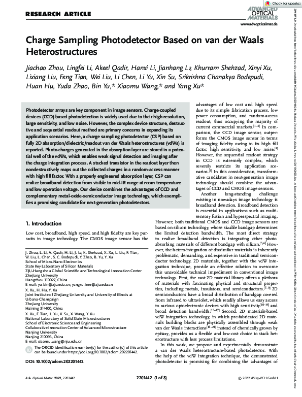 (PDF) Charge Sampling Photodetector Based on van der Waals ...
