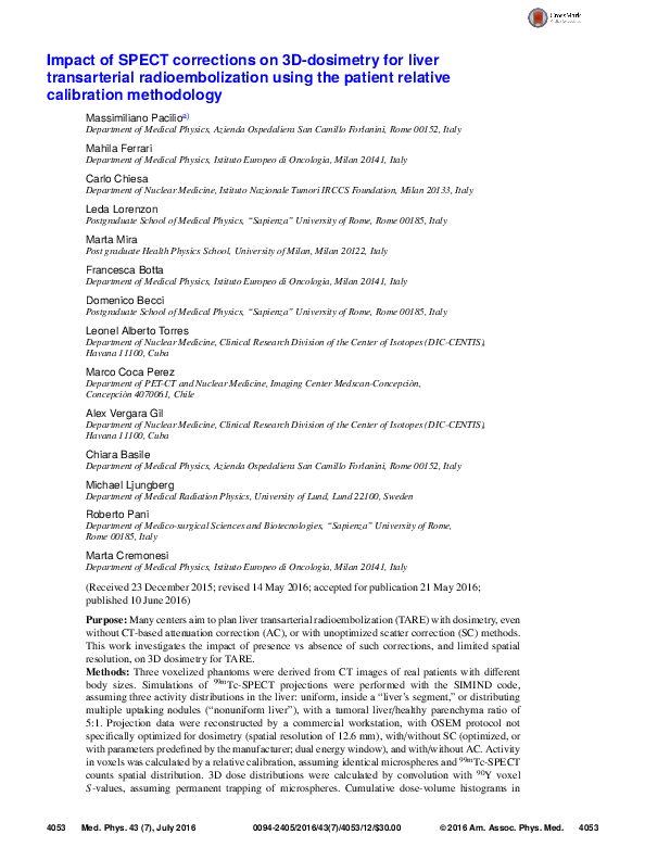 (PDF) Impact of SPECT corrections on 3D-dosimetry for liver ...