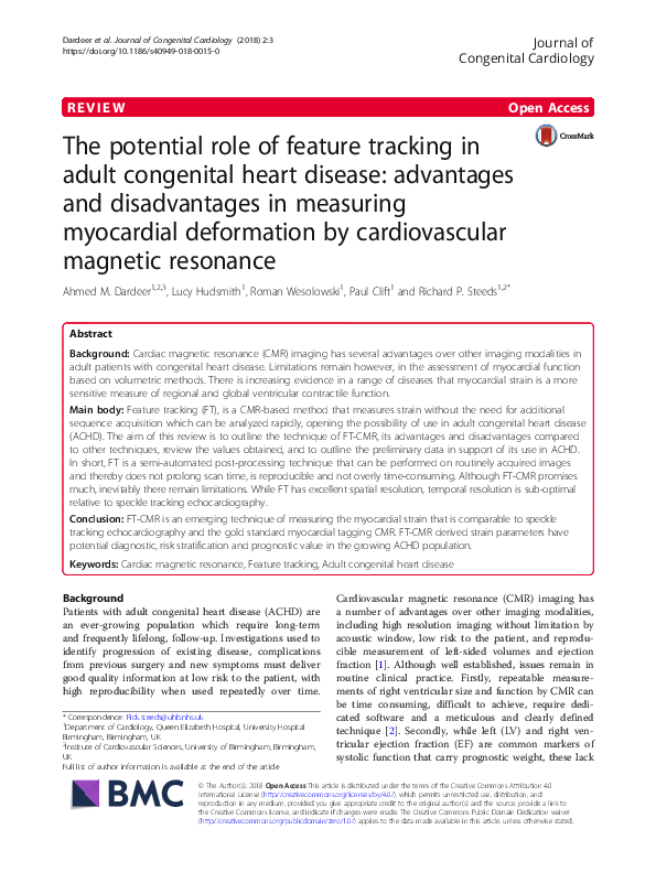(PDF) The potential role of feature tracking in adult congenital heart ...