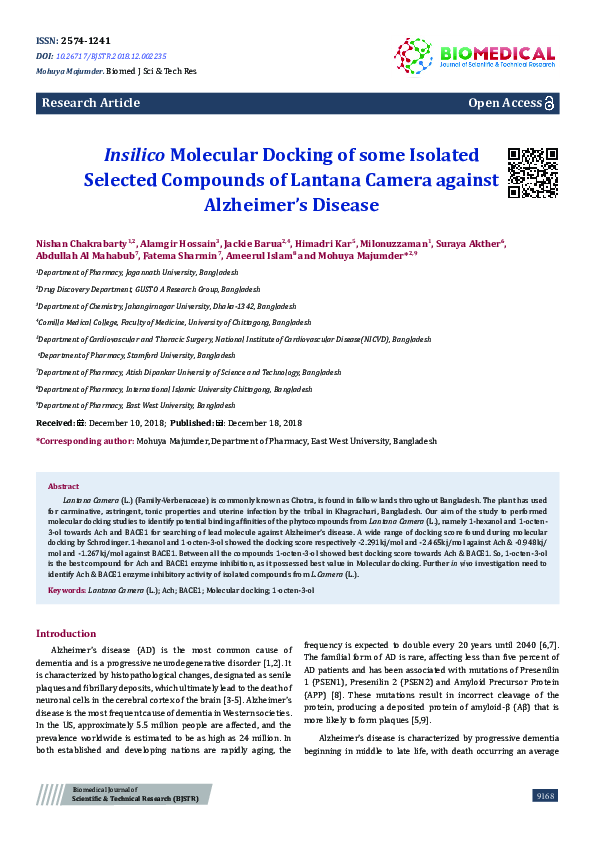 (PDF) Insilico Molecular Docking of some Isolated Selected Compounds of ...