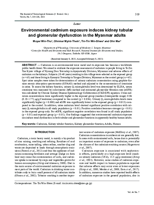 (PDF) Environmental cadmium exposure induces kidney tubular and ...
