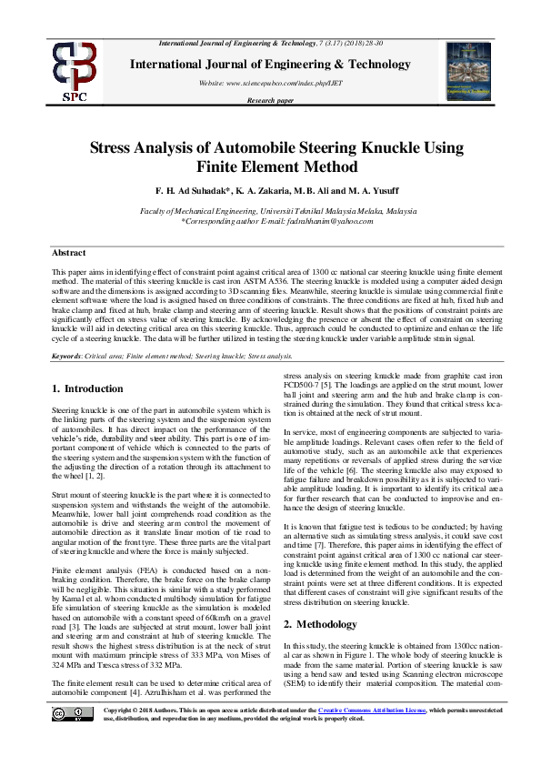 (PDF) Stress Analysis of Automobile Steering Knuckle Using Finite ...