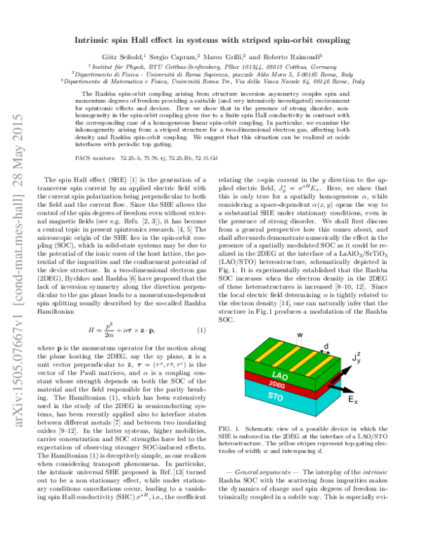 (PDF) Intrinsic spin Hall effect in systems with striped spin-orbit ...