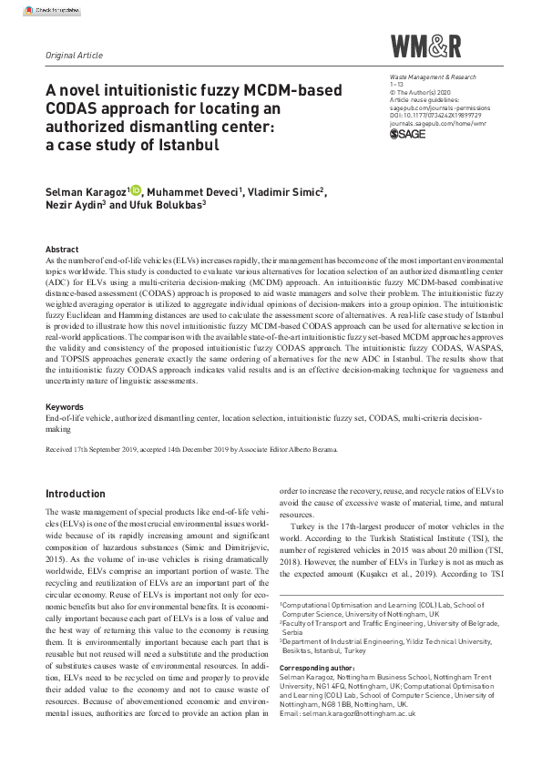 (PDF) A novel intuitionistic fuzzy MCDM-based CODAS approach for ...