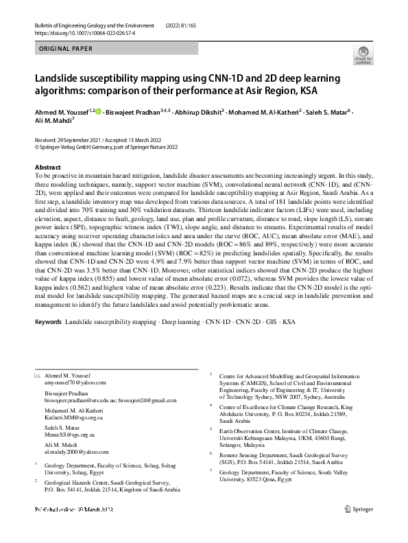 (PDF) Landslide susceptibility mapping using CNN-1D and 2D deep ...