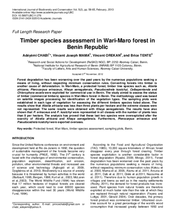 pdf-timber-species-assessment-in-wari-maro-forest-in-benin-republic