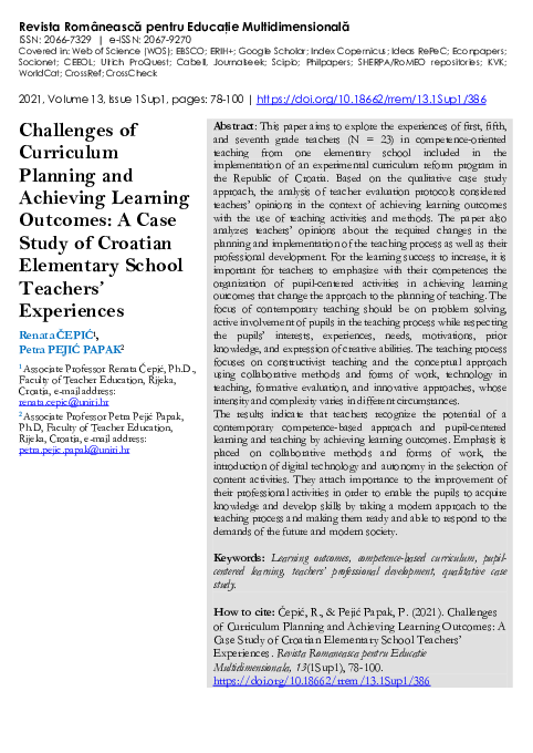 (PDF) Challenges of Curriculum Planning and Achieving Learning Outcomes ...