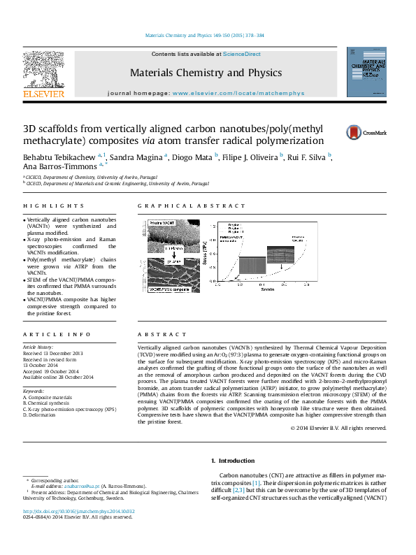(PDF) 3D scaffolds from vertically aligned carbon nanotubes/poly(methyl ...